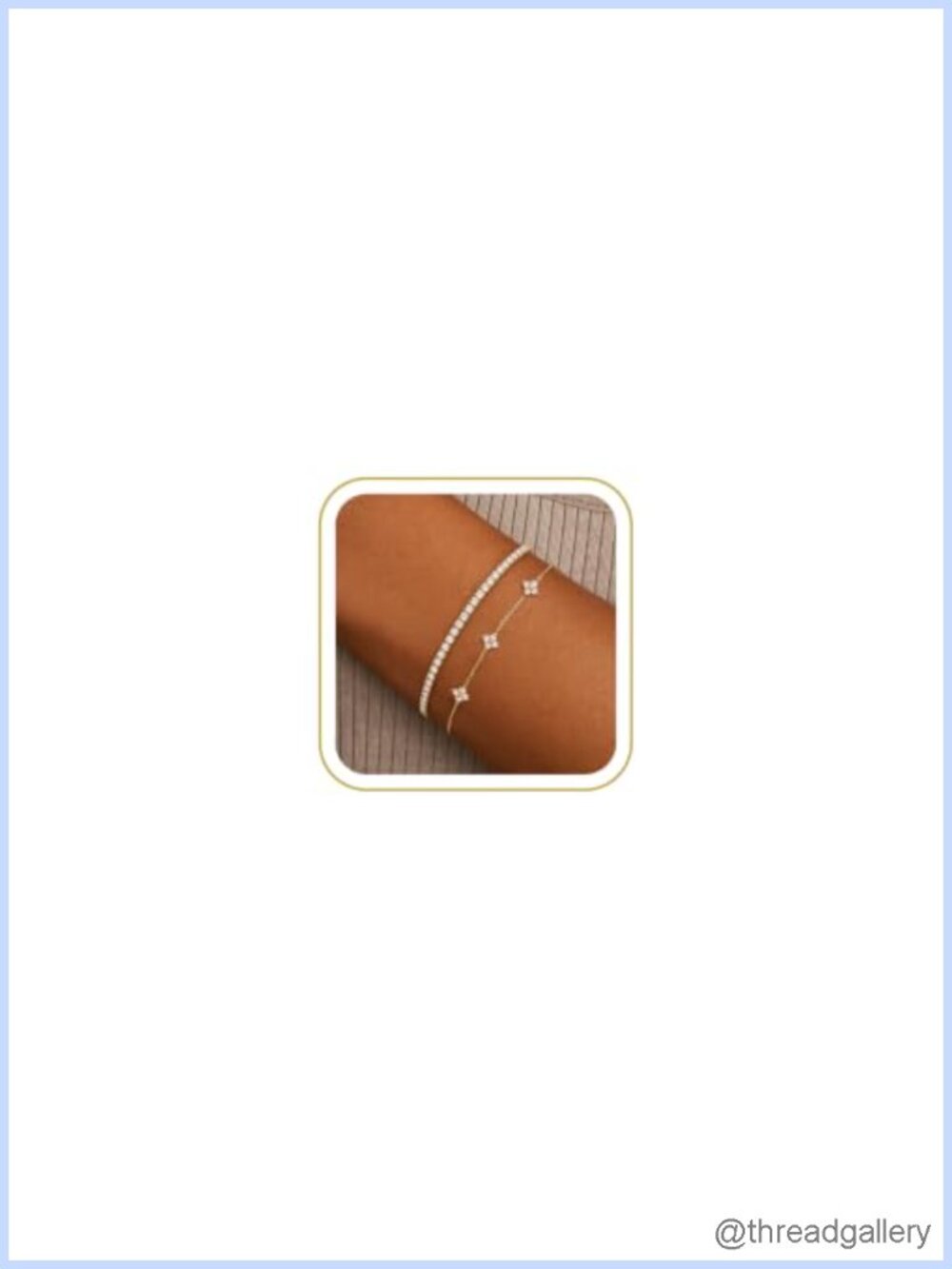 14K Gold Plated Clover Tennis Bracelet Stack Adjustable Gift for Women